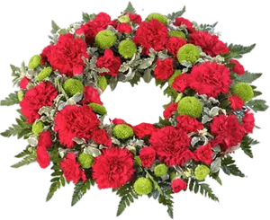 Funeral Floral Wreath Red Green PNG Image