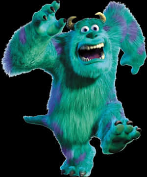 Furry Blue Monster Roaring PNG image with transparent background