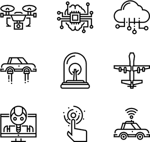 Future Technology Icons Set PNG image with transparent background