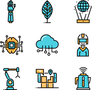 Future Technology Icons Set PNG image with transparent background
