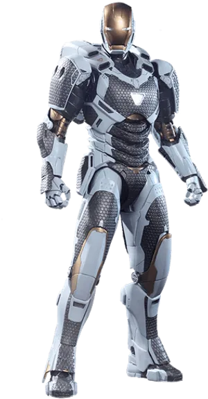 Futuristic Armored Suit Standing Pose PNG Image