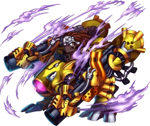 Futuristic Armored Warrior Energy Blaze PNG Image