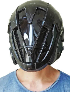 Futuristic Black Helmet Design PNG Image