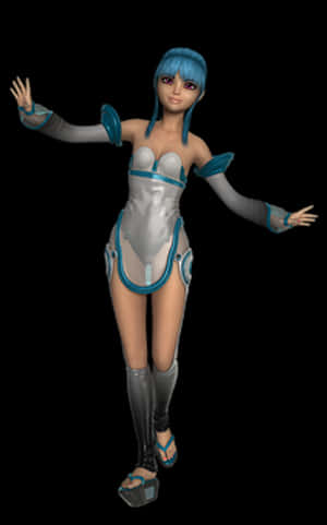 Futuristic Blue Haired Anime Character PNG with transparent background