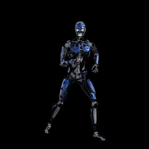 Futuristic Blue Robot PNG image with transparent background