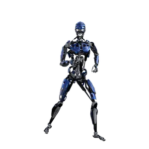 Futuristic Blue Robot PNG Image