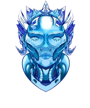 Futuristic Blue Robot Head Artwork PNG Image