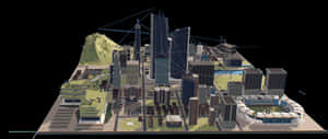 Futuristic City Model Rendering PNG with transparent background