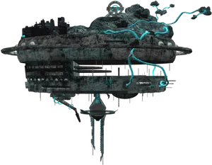 Futuristic City Spaceship Design PNG Image