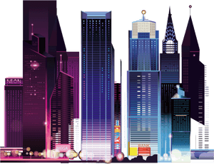 Futuristic Cityscape Illustration PNG