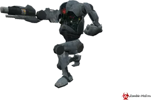 Futuristic Combat Droid PNG Image