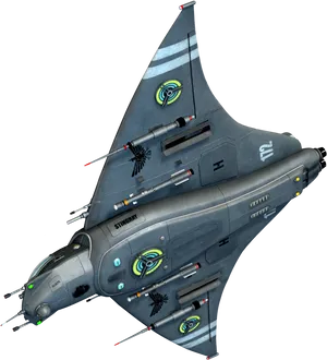 Futuristic Combat Jet Fighter Design PNG Image