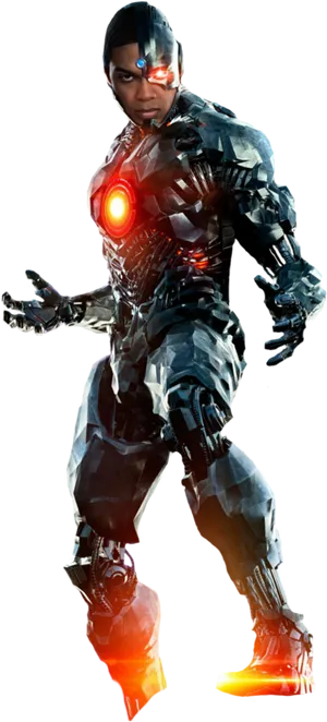 Futuristic Cyborg Hero Pose PNG Image