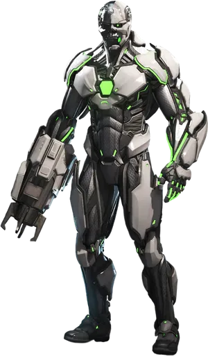 Futuristic Cyborg Warrior PNG Image