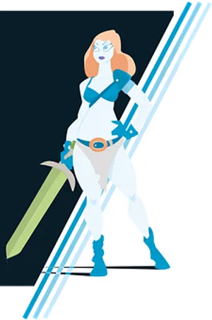 Futuristic_ Female_ Warrior_ Vector PNG Image