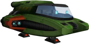 Futuristic Green Spaceship PNG Image