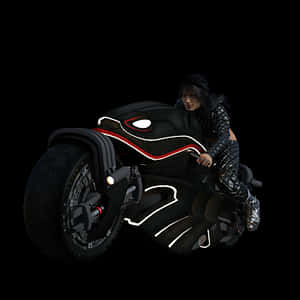 Futuristic Motorcycleand Rider PNG with transparent background