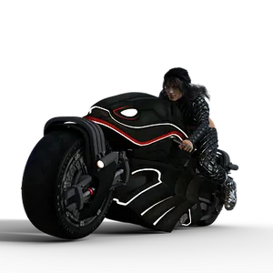 Futuristic Motorcycleand Rider PNG Image