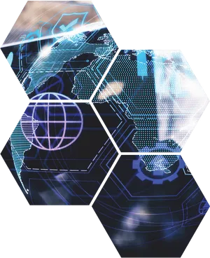 Futuristic Technology Hexagons PNG Image