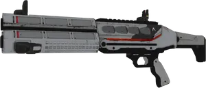 Futuristic White Red Assault Rifle PNG Image