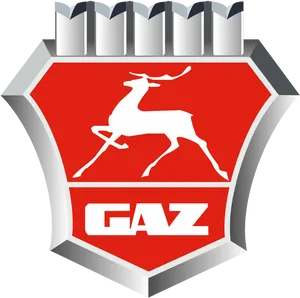 G A Z Car Logo Redand Silver PNG Image