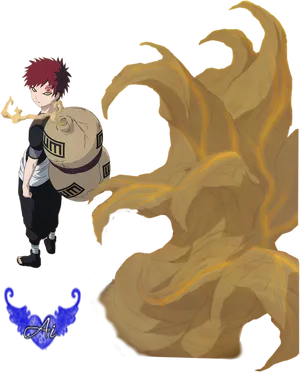 Gaara Sand Control Art PNG Image