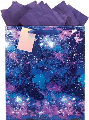 Galaxy Themed Gift Bag PNG Image