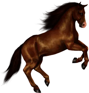 Galloping Brown Horse Illustration PNG Image