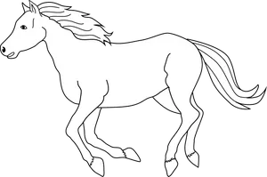 Galloping White Horse Line Art PNG Image