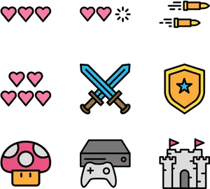 Game Interface Icons Set PNG Image