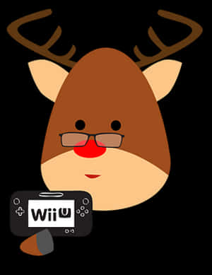 Gamer Reindeerwith Wii U Controller PNG image with transparent background