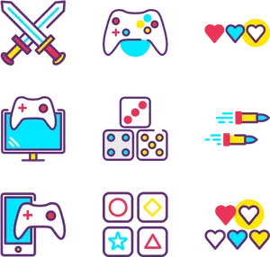 Gaming Icons Collage PNG Image