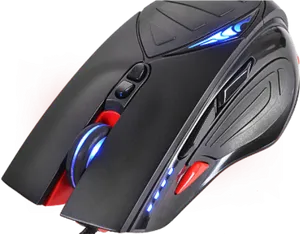 Gaming Mouse L E D Lights Black Red PNG Image