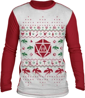 Gaming Themed Holiday Sweater PNG Image