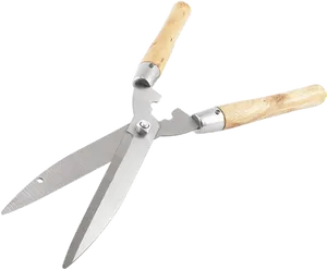 Garden Shears Wooden Handles PNG Image