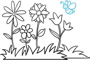 How To Draw A Flower Garden - Draw A Flower Garden, HD Png Download PNG image with transparent background