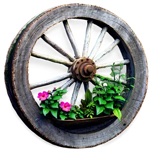 Garden Wagon Wheel Decor Png 06132024 PNG Image