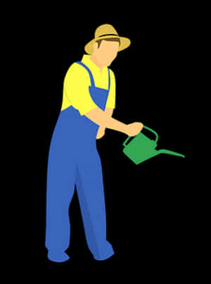 Gardener Watering Plants Vector PNG image with transparent background