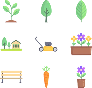 Gardening Icons Set PNG Image