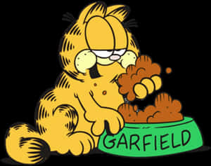 Garfield_ Eating_ From_ Bowl PNG image with transparent background