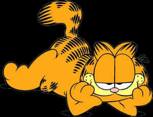 Garfield Lying Down Cartoon PNG image with transparent background