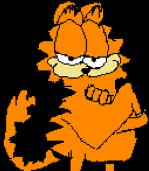 Garfield Pixel Art Classic Pose PNG image with transparent background