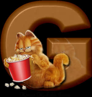 Garfield Popcorn Movie Night PNG image with transparent background