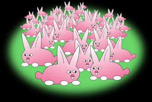 Gatheringof Cartoon Bunnies PNG image with transparent background