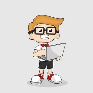 Geeky Boy Cartoonwith Laptop PNG Image