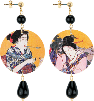 Geisha Art Earrings PNG image with transparent background
