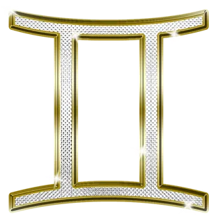 Gemini Zodiac Symbol Golden Design PNG Image