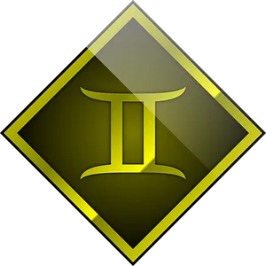 Gemini Zodiac Symbol Golden Icon PNG Image