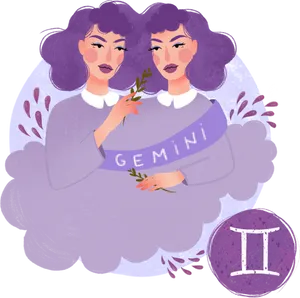 Gemini Zodiac Twins Illustration PNG Image