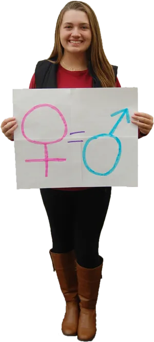 Gender Equality Sign Heldby Woman PNG Image